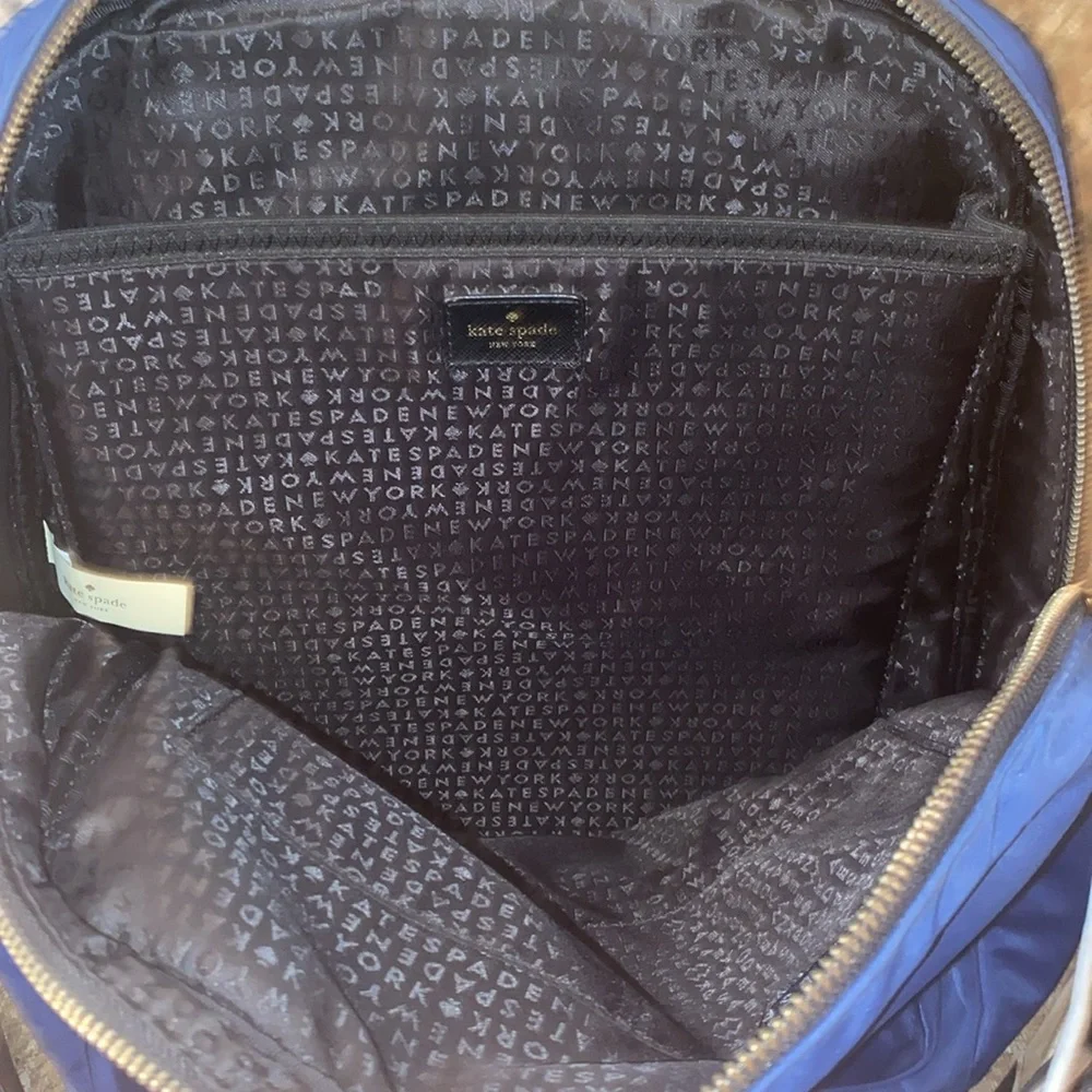Kate Spade Wilson Road Navy Nylon Black Leather Large Bradley Backpack - Picture 3 of 6